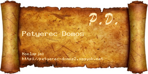 Petyerec Domos névjegykártya